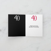 素晴らしい40ブラックレッドありがとうノートカード サンキューカード (内部)