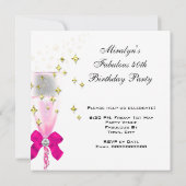 素晴らしい40ホットピンク金ゴールドホワイトバースデーパーティー 招待状 (裏面)
