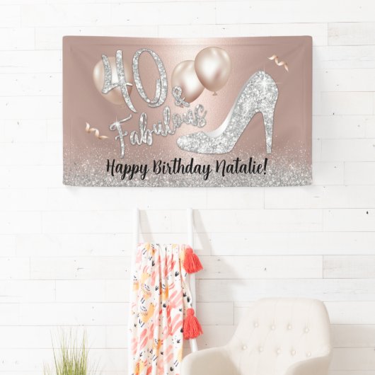 素晴らしい40モダンバラ金ゴールド&シルバー誕生日 横断幕 (インサイチュ)