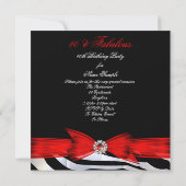 素晴らしい40レッドゼブラ白黒誕生日パーティー 招待状 (裏面)