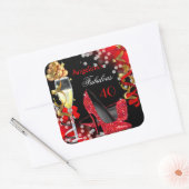 素晴らしい40レッドヒール金ゴールドバブル誕生日パーティー スクエアシール (封筒)