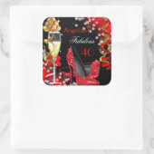 素晴らしい40レッドヒール金ゴールドバブル誕生日パーティー スクエアシール (バッグ)