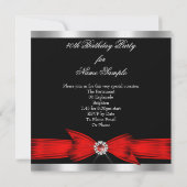 素晴らしい40レッドブラックシルバーバースデーパーティー 招待状 (裏面)