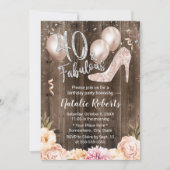 素晴らしい40ヴィンテージモダンフローラ40歳の誕生日 招待状 (正面)