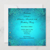 素晴らしい40女性のティール（緑がかった色）金ゴールドヒール誕生日2 招待状 (裏面)