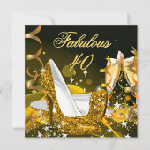素晴らしい40女性の金ゴールド誕生日パーティー 招待状 (正面)