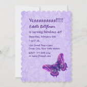 素晴らしい40歳の誕生日の紫の蝶A07 招待状 (裏面)