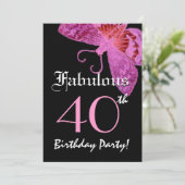 素晴らしい40歳誕生日暗い赤紫色W1800 招待状 (スタンド正面)