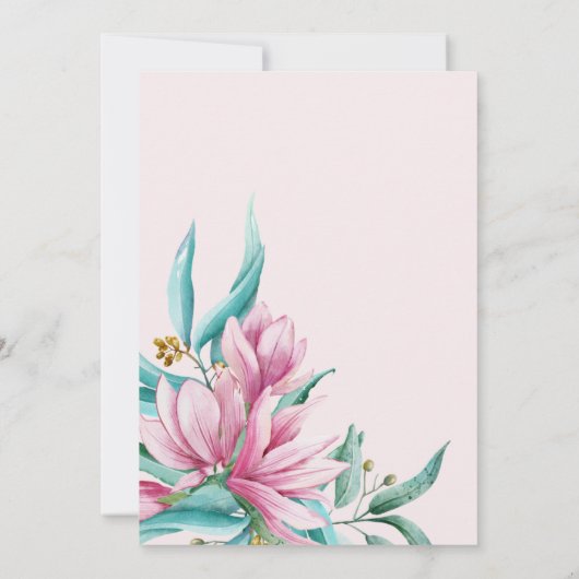 素晴らしい40水色フローラ40歳の誕生日 招待状 (裏面)