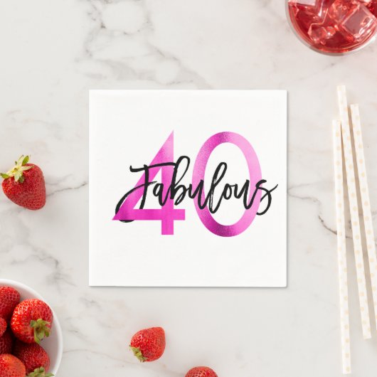 素晴らしい40番目 | シックモダンエレガントピンク誕生日 スタンダードカクテルナプキン (インサイチュ)