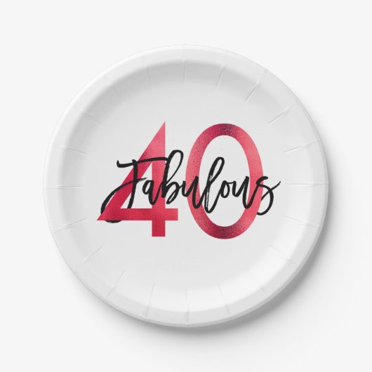 素晴らしい40番目 | シモダンッエレガントクレッド誕生日 ペーパープレート (正面)