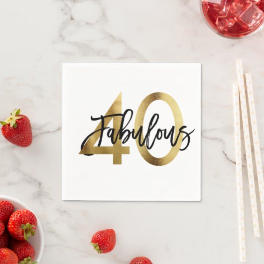 素晴らしい40番目 | シモダンッエレガントク金ゴールド誕生日 スタンダードカクテルナプキン (インサイチュ)