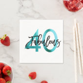 素晴らしい40番目 | モダンエレガントティール(緑がかった色)グリーン誕生日 スタンダードカクテルナプキン (インサイチュ)