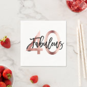 素晴らしい40番目 |モダンエレガントバラ金ゴールド誕生日 スタンダードカクテルナプキン (インサイチュ)