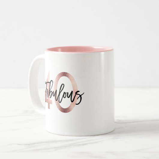 素晴らしい40番目 |モダンエレガントバラ金ゴールド誕生日 ツートーンマグカップ (正面左)