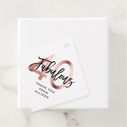 素晴らしい40番目 |モダンエレガントバラ金ゴールド誕生日 フェイバータグ (インサイチュ)