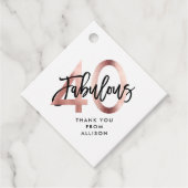 素晴らしい40番目 |モダンエレガントバラ金ゴールド誕生日 フェイバータグ (正面)