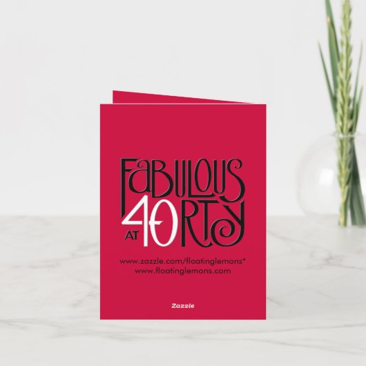 素晴らしい40白黒レッドありがとうノートカード サンキューカード (裏面)