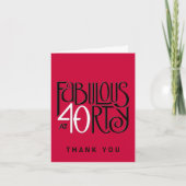 素晴らしい40白黒レッドありがとうノートカード サンキューカード (正面)