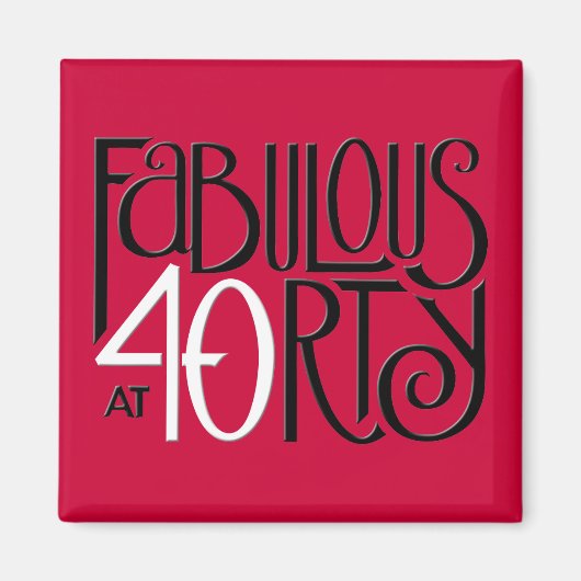 素晴らしい40白黒レッドマグネット マグネット (正面)