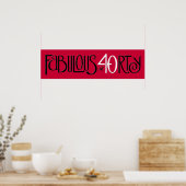 素晴らしい40白黒レッドロングポスター ポスター (キッチン)