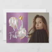 素晴らしい40紫モダンの写真40th誕生日 招待状 (正面)