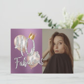 素晴らしい40紫モダンの写真40th誕生日 招待状 (スタンド正面)