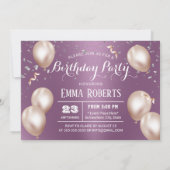 素晴らしい40紫モダンの写真40th誕生日 招待状 (裏面)