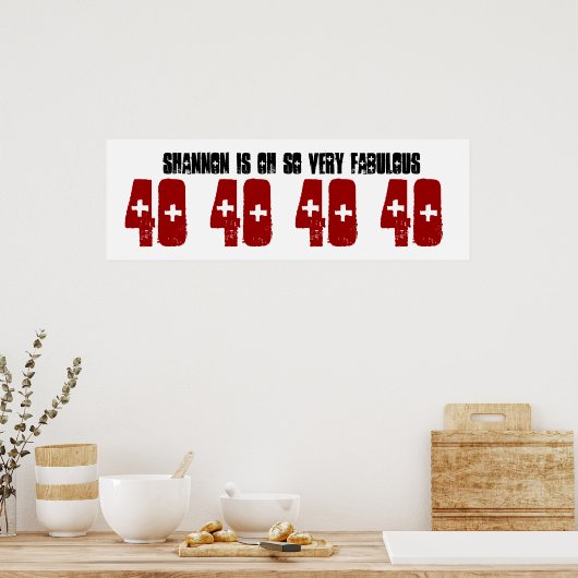 素晴らしい40誕生日パーティバナー名前をカスタムする ポスター (キッチン)