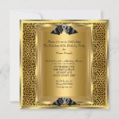 素晴らしい40誕生日パーティー金ゴールド野生ヒョウ靴 招待状 (裏面)