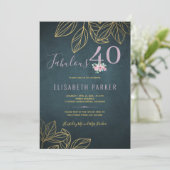 素晴らしい40金ゴールドネイビーメイブ40歳の誕生日パーティー 招待状 (スタンド正面)