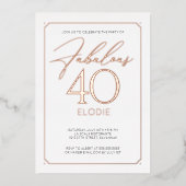 素晴らしい40 エレガント 40thバースデーフォイル招待状 箔招待状 (正面)