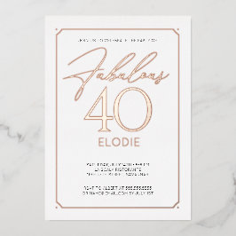 素晴らしい40 エレガント 40thバースデーフォイル招待状 箔招待状