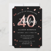素晴らしい40 |モダンバラ金ゴールドスタイリッシュ誕生日 招待状 (正面)
