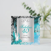 素晴らしい40 40th誕生日パーティーブルーティール(緑がかった色)靴2 招待状 (スタンド正面)