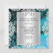 素晴らしい40 40th誕生日パーティーブルーティール(緑がかった色)靴2 招待状 (裏面)