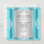 素晴らしい40 40th誕生日パーティーブルーティール（緑がかった色）靴 招待状 (裏面)