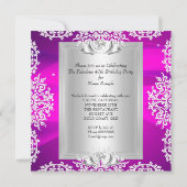 素晴らしい40 40th誕生日パーティーホットピンクシューズ2 招待状 (裏面)