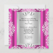 素晴らしい40 40th誕生日パーティーホットピンクシューズ 招待状 (裏面)