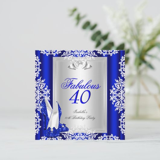 素晴らしい40 40th誕生日パーティー王室のブルーシューズ 招待状 (スタンド正面)