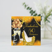 素晴らしい50お祝いシャンパンバースデーパーティー 招待状 (スタンド正面)