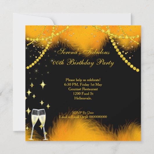 素晴らしい50お祝いシャンパンバースデーパーティー 招待状 (裏面)