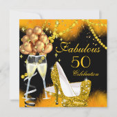 素晴らしい50お祝いシャンパンバースデーパーティー 招待状 (正面)