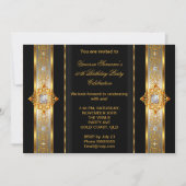 素晴らしい50すごいエレガント誕生日金ゴールドブラック 招待状 (正面)