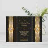 素晴らしい50すごいエレガント誕生日金ゴールドブラック 招待状 (スタンド正面)