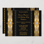 素晴らしい50すごいエレガント誕生日金ゴールドブラック 招待状 (正面/裏面)