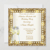 素晴らしい50とファンタスティッククリーム金ゴールドグラム誕生日 招待状 (裏面)