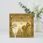 素晴らしい50とファンタスティックLeopardブラック金ゴールドパーティー2 招待状 (スタンド正面)