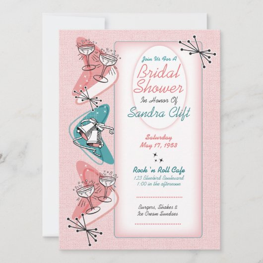 素晴らしい50のヴィンテージブライダルシャワー 招待状 (正面)