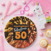 素晴らしい50のGroovy花火オレンジ ペーパープレート (パーティー)